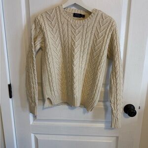 Ralph Lauren Women's Cream Cable Fisherman Knit Sweater